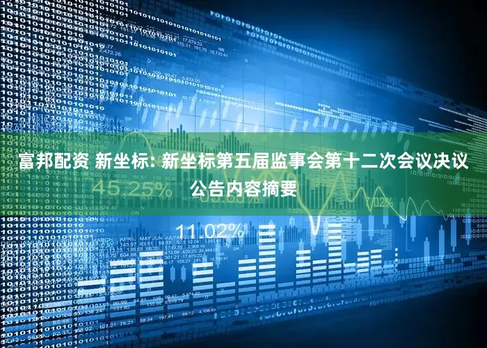 富邦配资 新坐标: 新坐标第五届监事会第十二次会议决议公告内容摘要